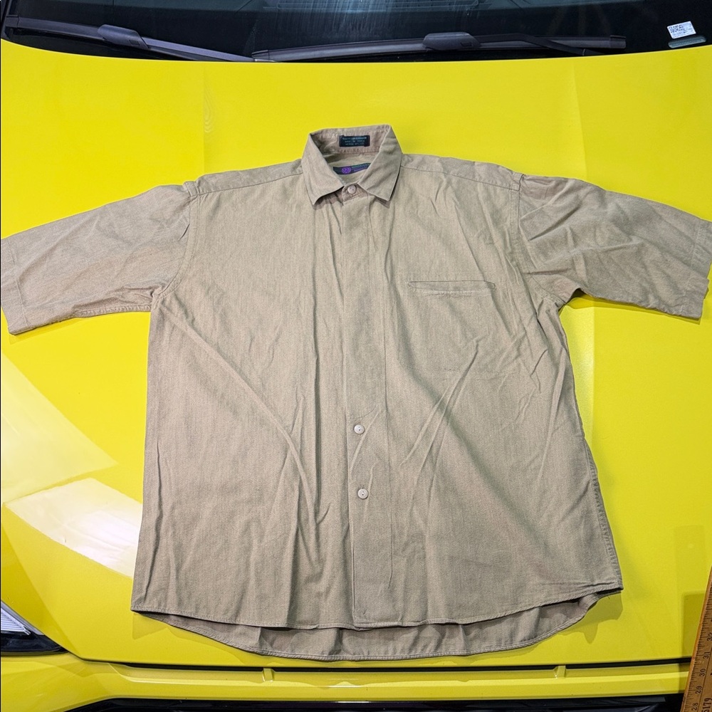 Wimbledon Men's Tan Casual Button Down Shirt